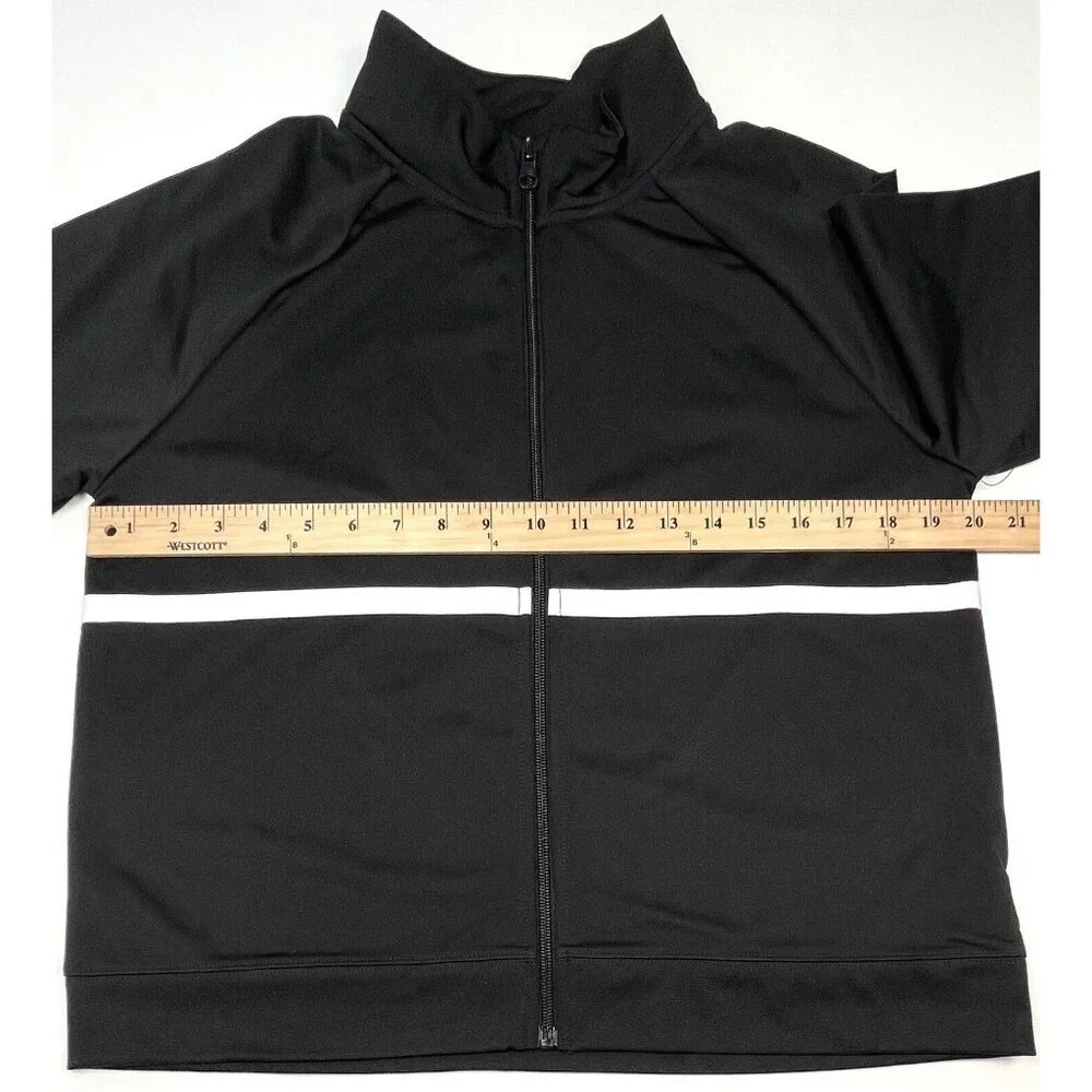 ATHLETIC WORKS Kids XL (14-16) Plus Black Soot Stripe Full-Zip TRACK JACKET NWT
